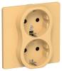 Розетка 2-местная с заземлением IEK Flite FI-R21C-16-K90 золотарник