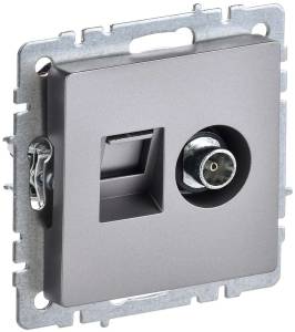 ТВ-розетка+Ethernet RJ45 IEK Brite BR-AK20-1-K46 сталь
