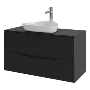 Тумба с раковиной Orange Line Li-100TubMDF+B07-500W черная матовая, 100 см