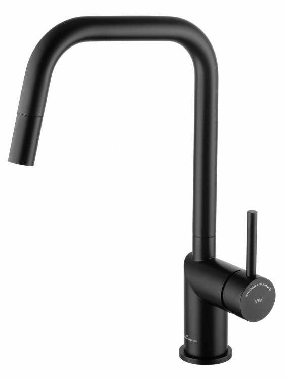 Смеситель для кухни Wonzon & Woghand WW-6018-MB с выдвижным изливом, черный