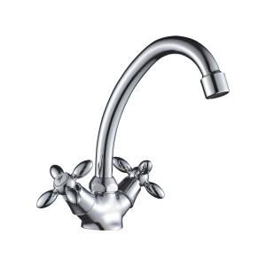 Смеситель для умывальника Decoroom DR53 DR53012 двуручный для умывальника с повортным изливом Хром