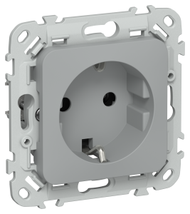 Розетка 1-местная с заземлением IEK Flite FI-R11-16-1-K03 серый