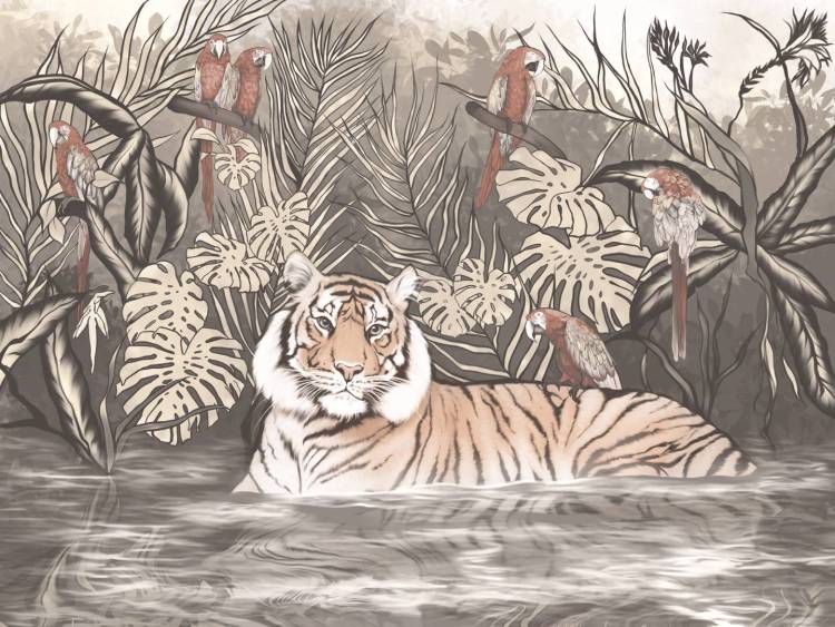 Фреска Ortograf Animality 34700 Tiger in the jungle Флора FLN
