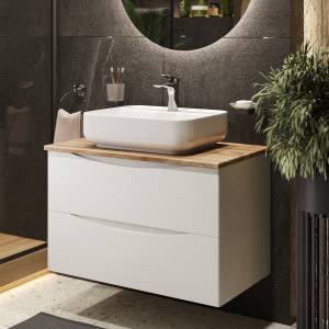 Тумба с раковиной BOND Cube T09805-S13500 белая, дуб, 80 см