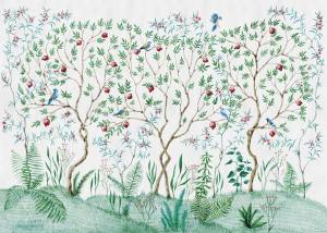 Бесшовные Eco обои Ortograf Chinoiserie 33958 Pomegranate grove Ворс ОЕ
