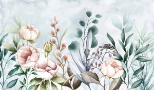 3D Фотообои Artegrafico «Цветочный букет в акварельном стиле» FS-007 песок