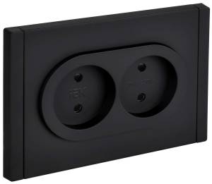 Розетка 2-местная с защитными шторками IEK Forte&Piano FP-R23-10-1-M-K02 черный