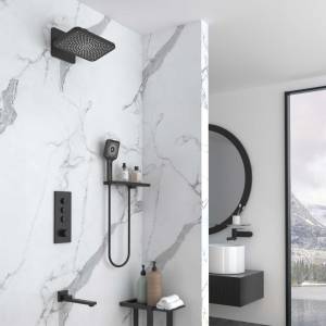 Душевой комплект Vincea Inspire VSFW-433TI4RMB встраиваемый, термостатический, трехрежимный, черный матовый