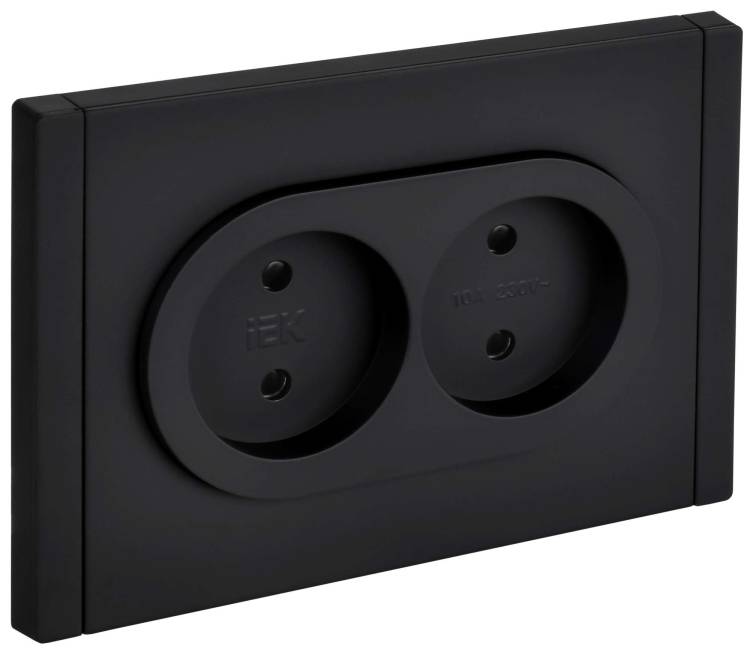Розетка 2-местная с защитными шторками IEK Forte&Piano FP-R23-10-1-M-K02 черный
