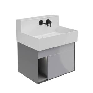 Тумба с раковиной Kerama Marazzi Logica M серый стальной, тумба LO.M.65\GRAY + рак. LO.M.wb.65