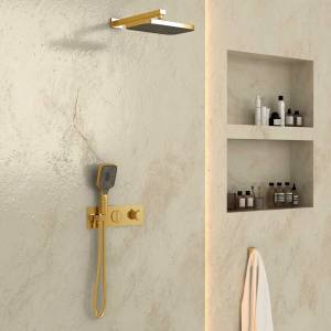 Душевой комплект Vincea Alba VSFW-422T1BG встраиваемый, термостатический, двухрежимный, брашированное золото