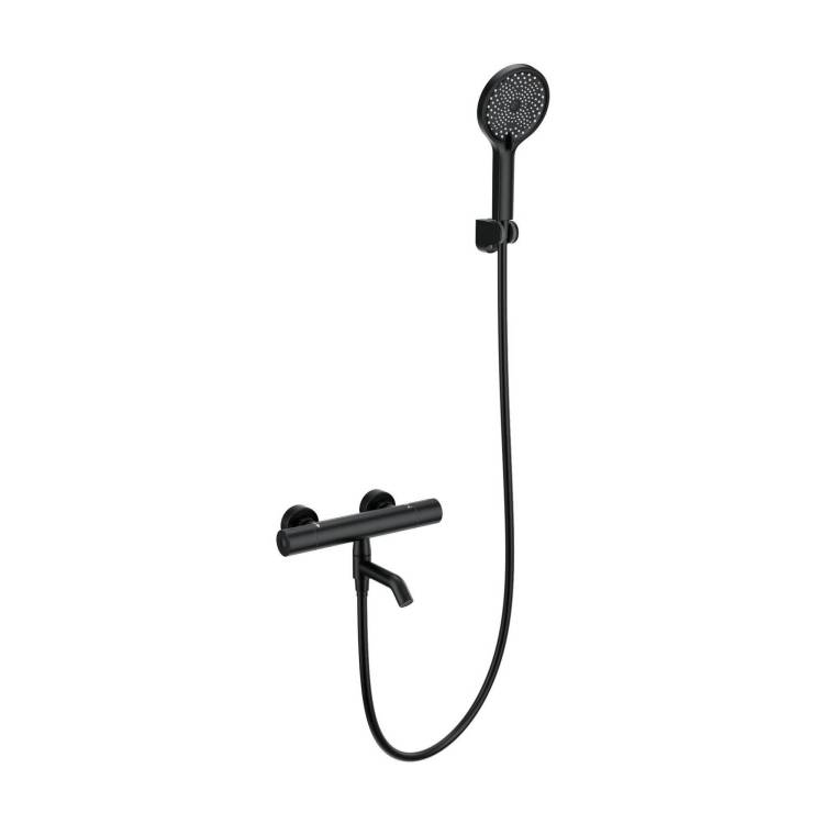 Смеситель для ванны Wonzon & Woghand WW-B3013-A1-MB термостатический, с душевым гарнитуром, черный матовый