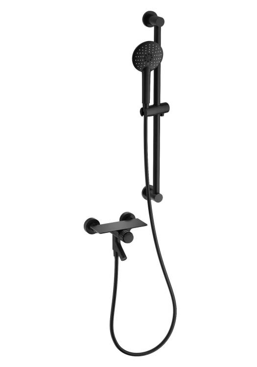 Смеситель для ванны Wonzon & Woghand WW-FE05L222-MB с душевым гарнитуром, черный матовый