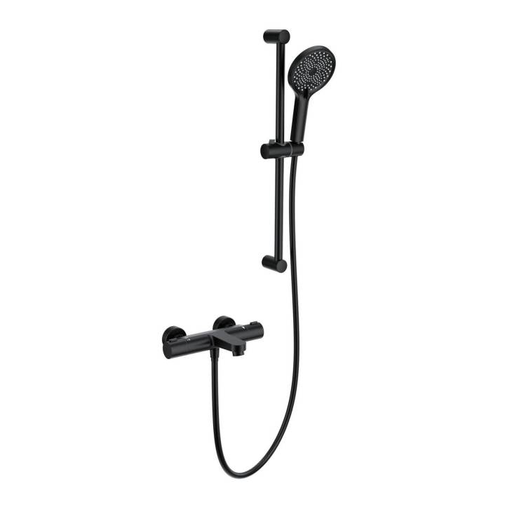 Смеситель для ванны Wonzon & Woghand WW-C2018-A-MB термостатический, с душевым гарнитуром, черный матовый