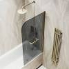 Шторка на ванну MaybahGlass MGV-785-2 70x140, поворотная, стекло графит 6 мм, профиль бронза, с полотенцедержателем