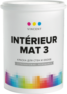 Краска для стен и обоев Vincent Interieur Mat 3 суперматовая база А 0.9 л