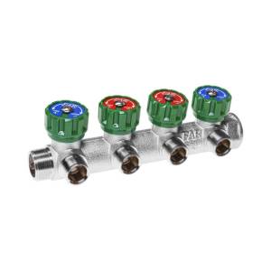 Коллектор FAR регулирующий проходной MULTIFAR с трубной резьбой 1x1/2 с 4 контурами (плоск. уплотн.)