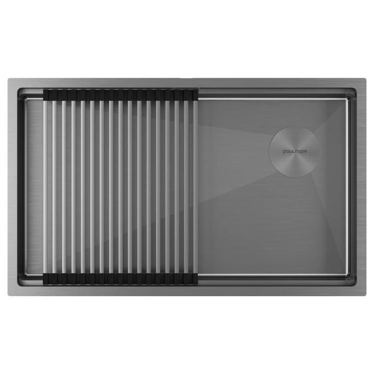 Мойка кухонная Paulmark Next-Pro 74 Uni PM707445-GM Вороненая Сталь, 74x45