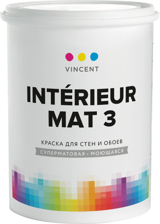 Краска для стен и обоев Vincent Interieur Mat 3 суперматовая база А 0.9 л