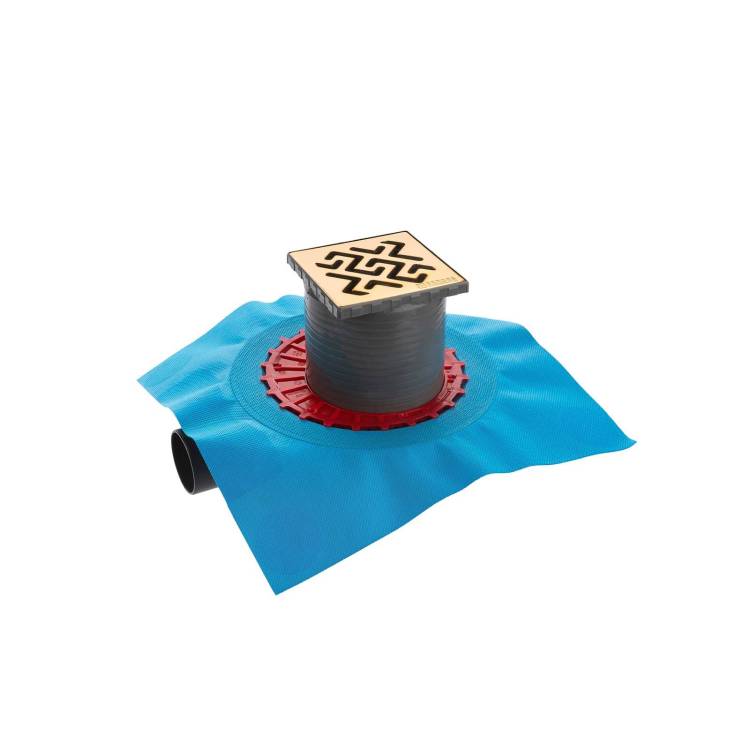 Душевой трап Berges Zentrum Antik 92364 100х100, золото глянец, выпуск боковой