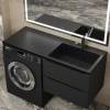 Раковина Uperwood Cosmos Quartz RCosmos Quartz120RU над стиральной машиной, правая, уголь, 120x48 фото 4