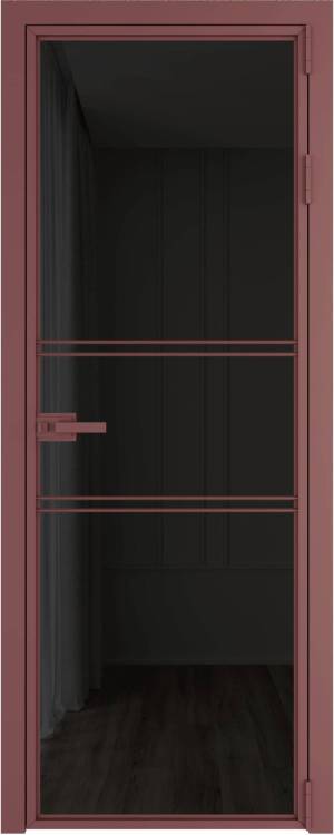 Межкомнатная дверь Profil Doors 2 AX цвет профиля Красный антрацит, стекло безопасное 6 мм черное тонированное 700x2000