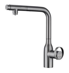 Смеситель для кухни Paulmark Urban Ur213104-GM с выдвижным изливом, вороненая сталь