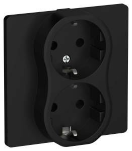 Розетка 2-местная с заземлением IEK Flite FI-R21C-16-K02 черный