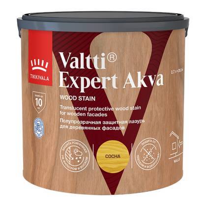 Высокоэффективная декоративно-защитная лазурь Tikkivala Valtti Expert Akva полуматовая сосна 2.7 л