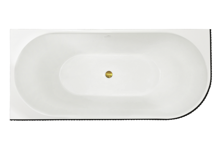 Акриловая ванна Royal Bath Nero RB710302BL-L-GD левая, белая, с черным бортом, 170x78