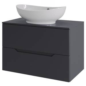 Тумба с раковиной Orange Line Li-70TugMDF+B08-585W графит матовый, 70 см