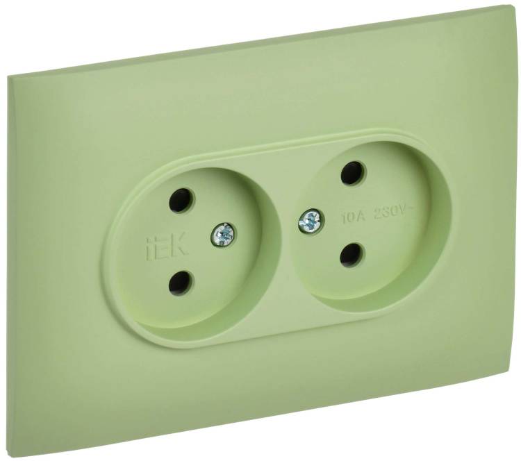 Розетка 2-местная с защитными шторками IEK Skandy SK-R23-10-K06-F мятный