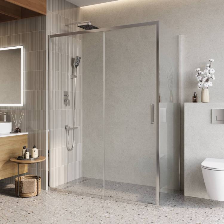 Душевой уголок Belbagno LUCE-AH-1-150/80-C-Cr профиль хром, стекло прозрачное, 150x80x195