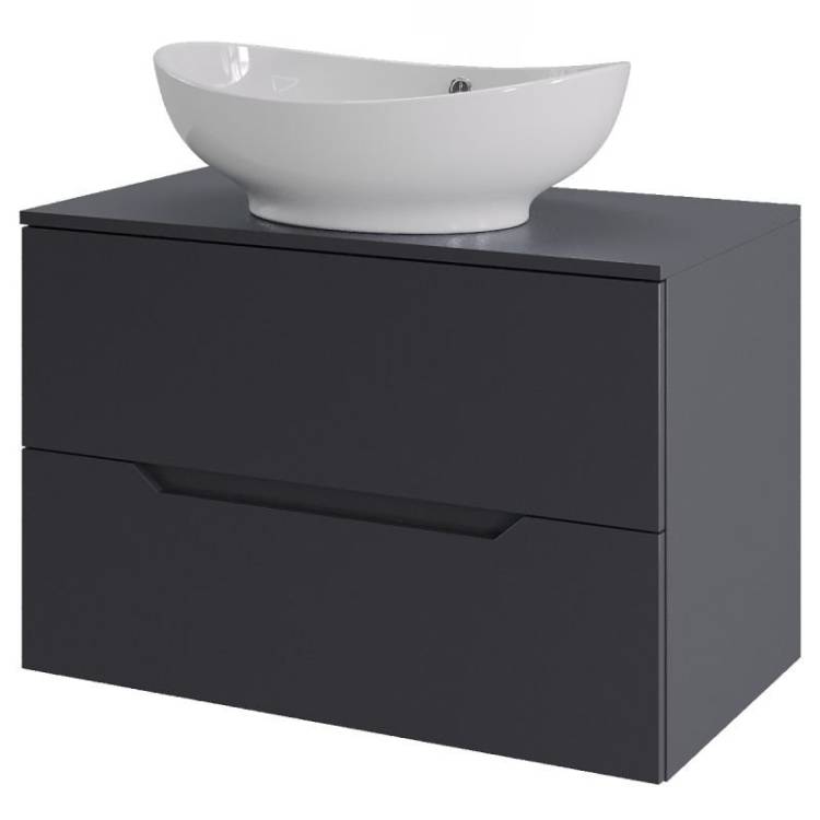 Тумба с раковиной Orange Line Li-70TugMDF+B08-585W графит матовый, 70 см