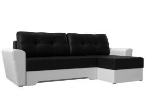 Диван угловой Лига Диванов Амстердам 117834 черный, белый, правый угол
