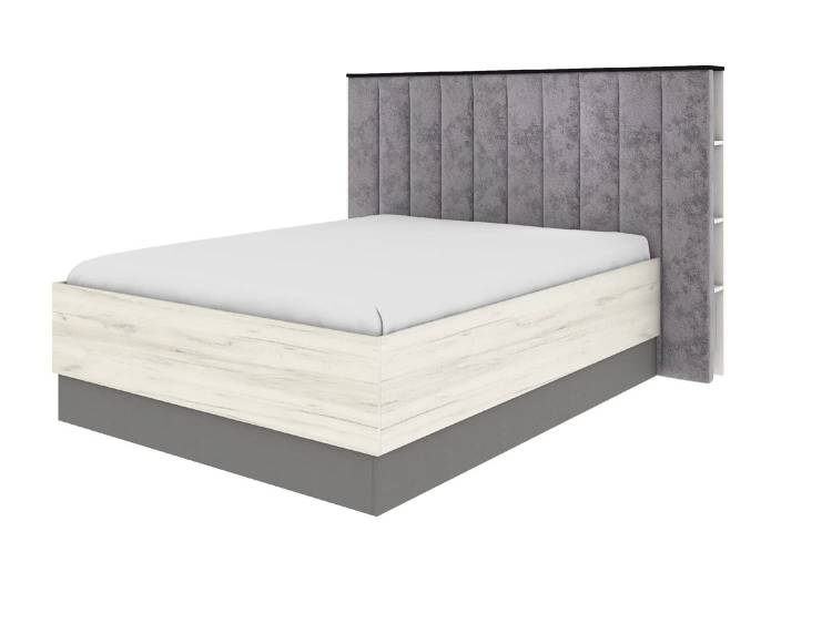 Кровать Атлант Бастион дуб крафт белый, серый шифер, с ПМ 160x200