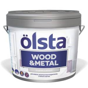 Краска универсальная по дереву и металлу Olsta Wood&Metal база A полуматовая белая 0.9л
