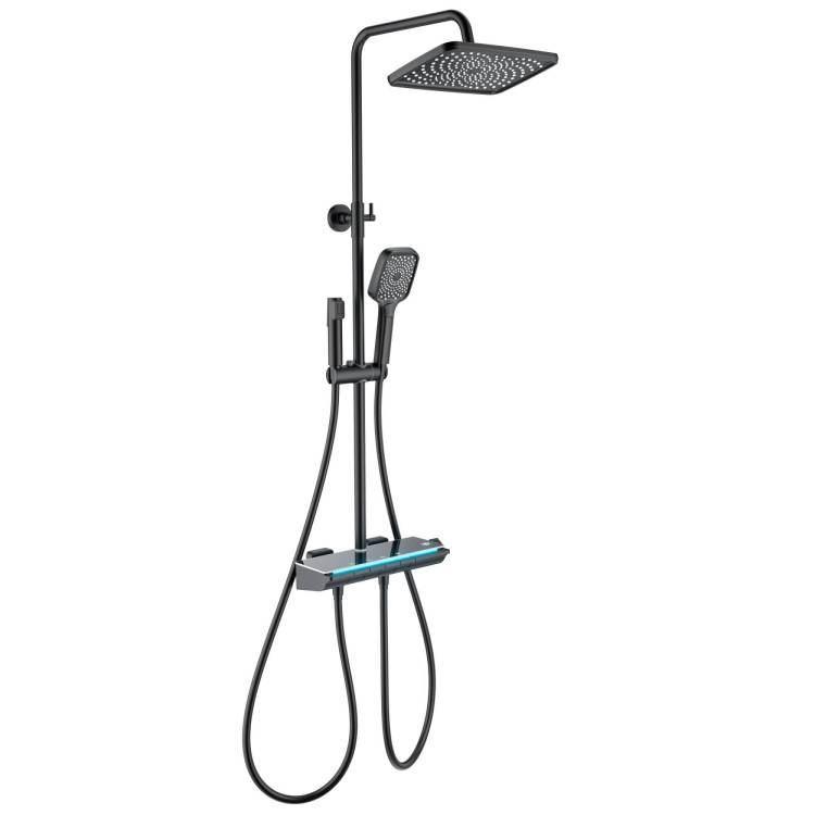 Душевая стойка Wonzon & Woghand WW-B4174-MB черная, с термостатом