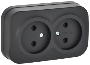 Розетка 2-местная IEK Glory ERH20-K02M-10 черный матовый