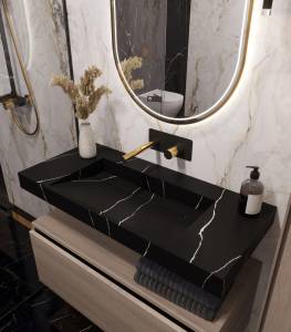 Раковина-столешница Armadi Art Flat 859-100-NM моноблок Nero Marquina 1010x452x80