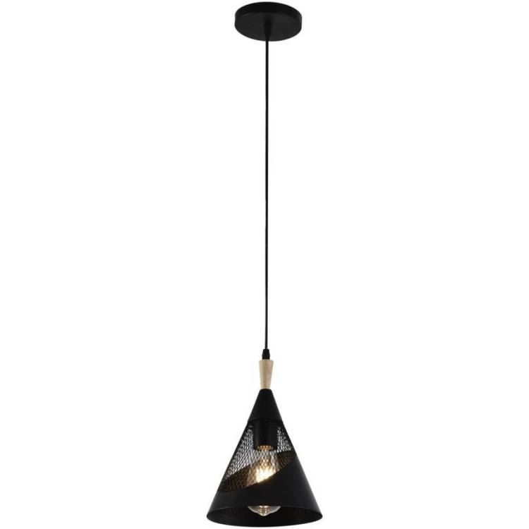 Подвесная люстра Reluce 03250-3.9-01 BK+WOOD