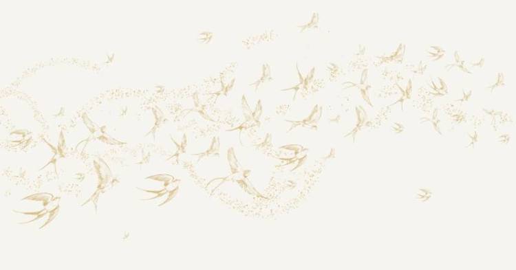 3D Фотообои Artegrafico «Грациозные ласточки в золоте» LST-046 канвас