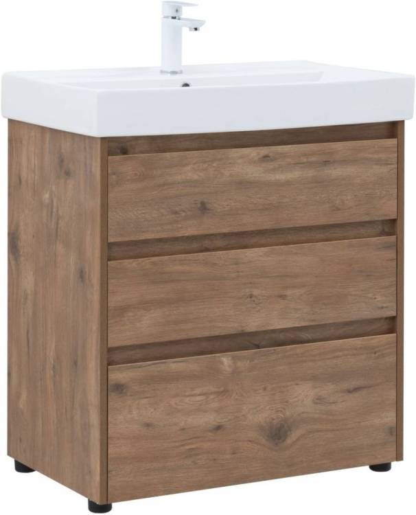 Тумба с раковиной Aquanet Nova Lite 00302474 75 дуб рустикальный, 3 ящика