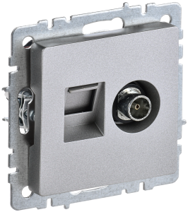 ТВ-розетка+Ethernet RJ45 IEK Brite BR-AK20-1-K47 алюминий