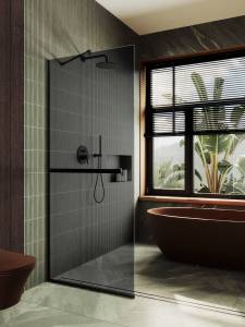 Душевая перегородка MaybahGlass MGD-729-6у 79x195, стекло графит 8 мм, профиль черный