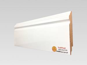 Плинтус МДФ TeckWood белый глянец Прайм фигурный 2150x100x16