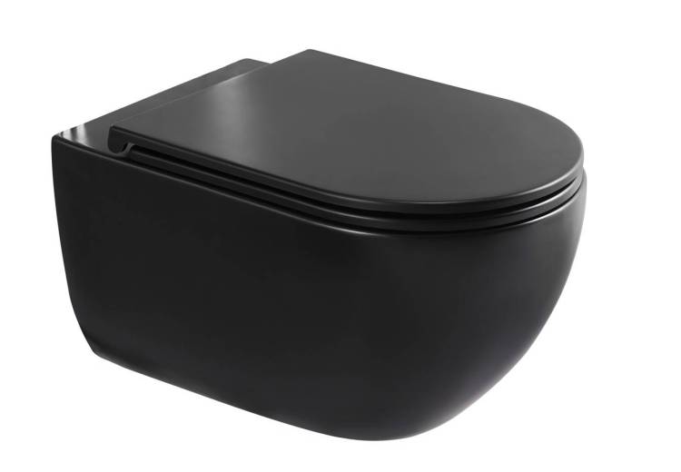 Унитаз подвесной CHARUS Torre Bianca EWC700-125B Skandenborg Rimless безободковый, с горизонтальным выпуском, черный
