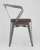 Набор из 4 стульев Stool Group Tolix Arm Wood YD-H440AR-W YG-15 X4 серебристый матовый, темное дерево фото 6