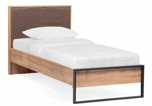 Кровать Woodville Iris 406519 дуб вотан, черный муар 90x200