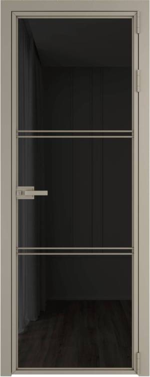 Межкомнатная дверь Profil Doors 3 AX цвет профиля Никель матовый, стекло безопасное 6 мм черное тонированное 700x2000